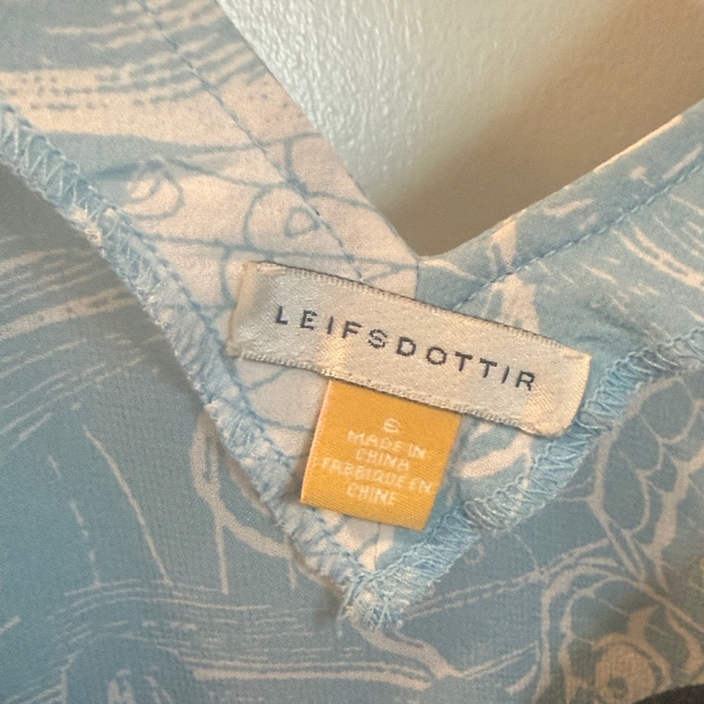 Leifsdottir Blue and Black Butterfly Print Blouse - Picture 2 of 4